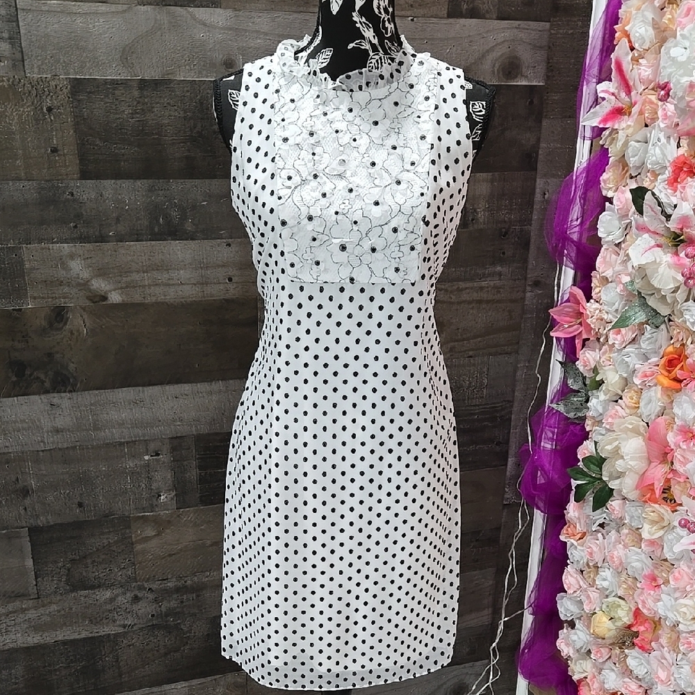 Elegant Black and White Polka Dot Dress